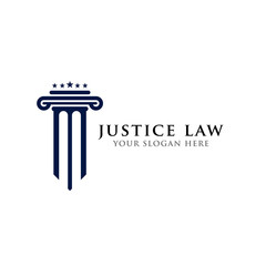 justice law logo design template. pillar and star shape illustration