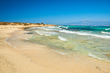 Chrisi (Chrysi) island beach water background
