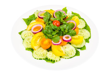 Fresh vegetable salad with Portulaca oleracea