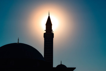 fantastic sunset and mosque