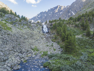 Kuiguk waterfall. Altai mountains nature