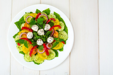 Salad with fresh vegetables and chia seeds