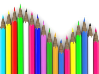 Colorful pencils in row