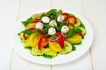 Salad with fresh vegetables and chia seeds