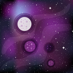 Star universe background with planets. Concept of galaxy, space, cosmos, space dust. Vector illustration
