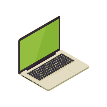 Gold isometric vector notebook laptop illustration