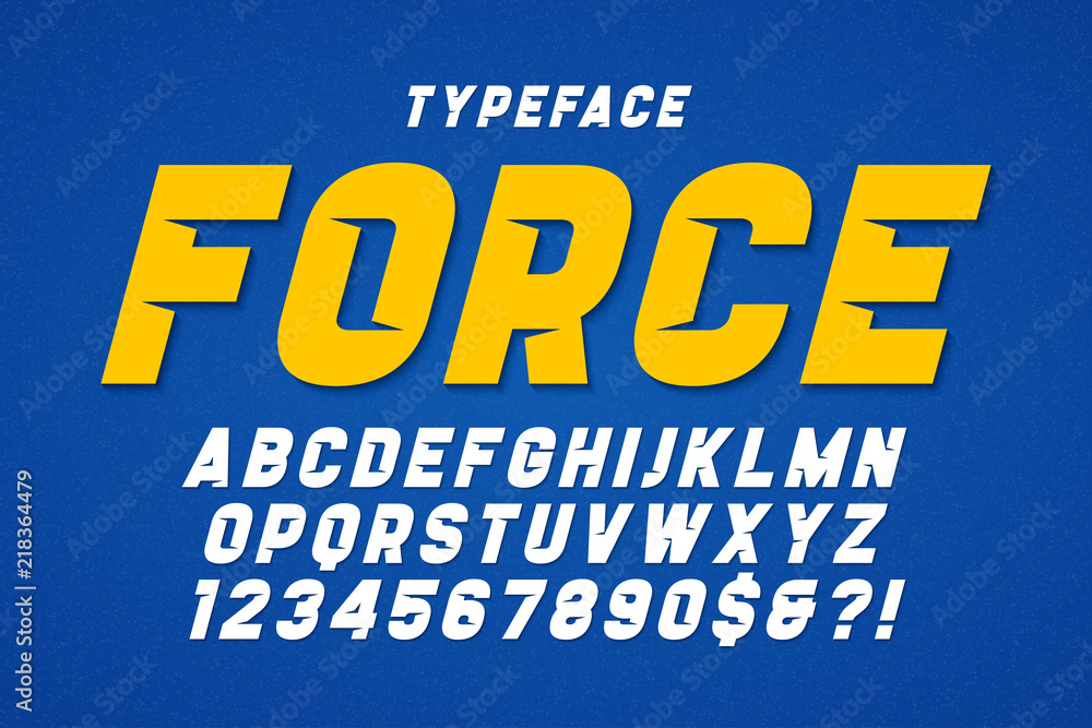 Sticker force heavy display font design. swatches color control.