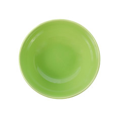 top view  green  bowl  isolated on white background