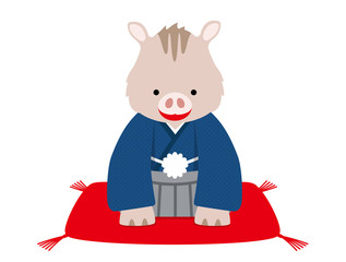 亥の和装イラスト