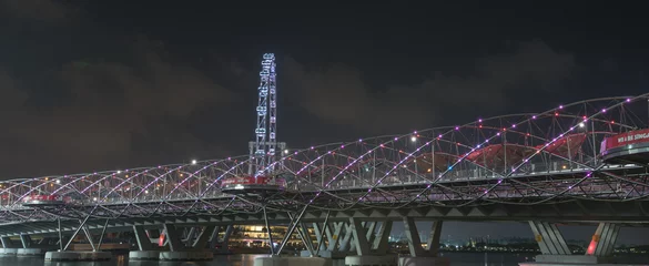 Cercles muraux Helix Bridge Helix Bridge Singapure in der Nacht