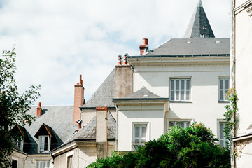 Street view in old french town with traditional architecture