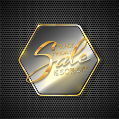 Lettering Black Friday Sale on metallic hexagon