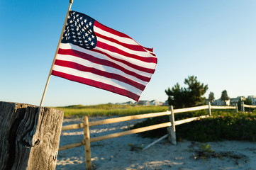 American Flag on the Beach