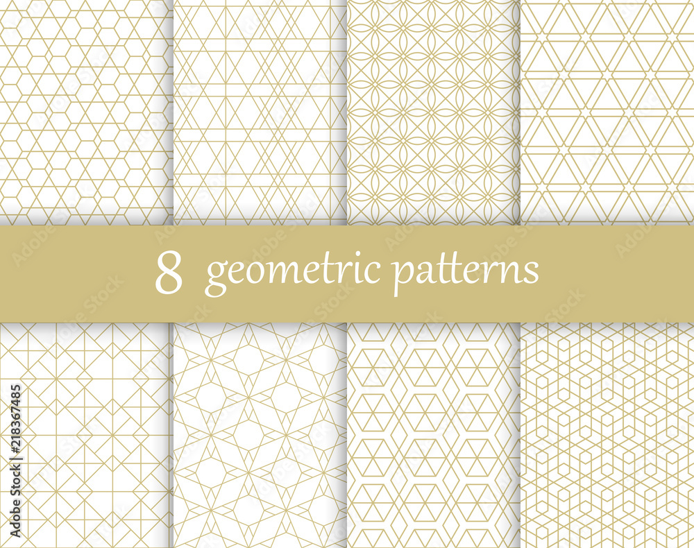 Fototapete set of vector geometric textures. collection of seamless patterns for your design.