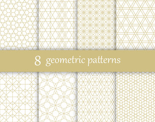 Set of vector geometric textures. Collection of seamless patterns for your design.