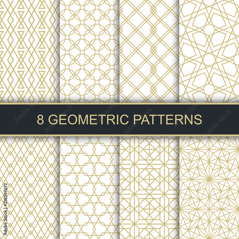 Leinwandbilder Set of vector geometric patterns. Collection of seamless patterns for your design.