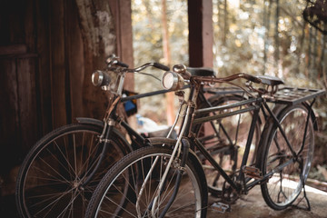 Fototapeta na wymiar close up of old bicycle Vintage color