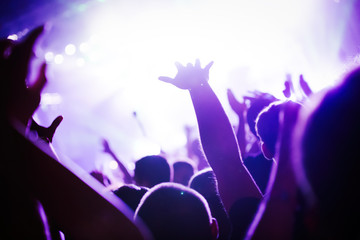 Cheering crowd at concert enjoying music performance