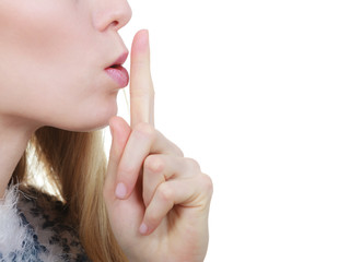 Naklejka premium Woman making silence gesture with finger