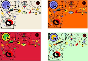 set 4 color variants ,Abstract background , surrealism art style whit empti space for your text
