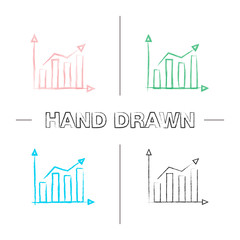 Statistics hand drawn icons set