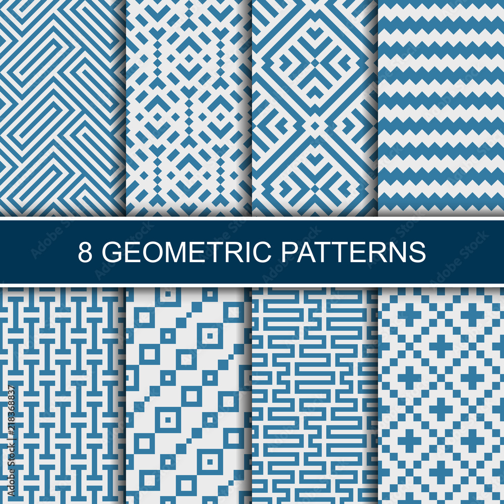 Leinwandbilder Set of vector geometric patterns. Collection of seamless patterns for your design.