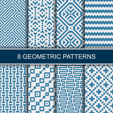 Set of vector geometric patterns. Collection of seamless patterns for your design.