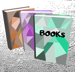 Three books on abstract background vector illustration