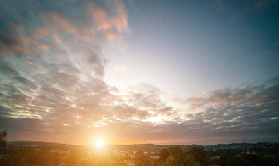 Panoramic views of the sunset sky