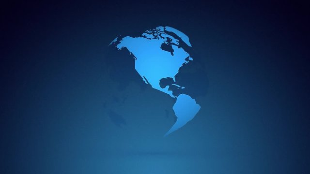 globe planet earth rotating on dark blue background