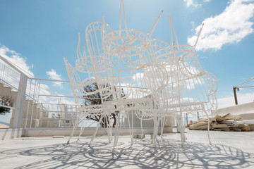 Beautiful old chair in street cafe