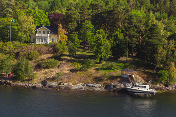 10 July 2018 Stockholm, Sweden: Summer house in one of the thousands of little islands of the Archipelago of Stockholm, Sweden