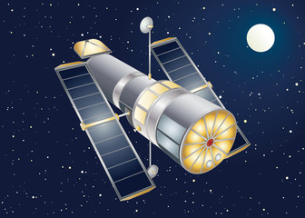 Vector illustration of a orbiting satellite © Lycaon