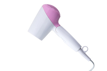 pink hairdryer isolated on white background