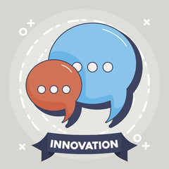 innovation and technology design with speech bubbles icon over gray background, colorful design. vector illustration