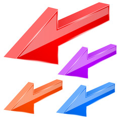 Colored arrows. 3d previous sign