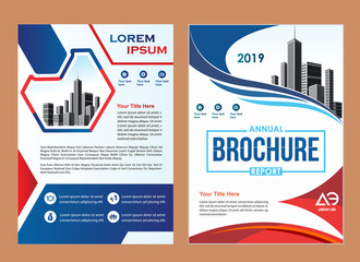 modern cover, brochure, layout for annual report with city background