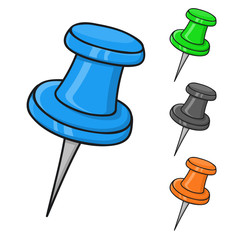 Thumbtacks. Colored doodle style illustration