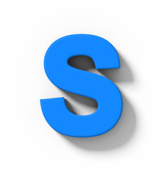 letter S 3D blue isolated on white with shadow - orthogonal projection