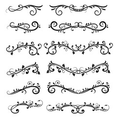 Obraz premium Dividers. Filigree floral decorations isolated on white background