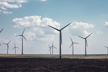 wind turbine for alternative electricity. renewable electric farm with sustainable  eco-friendly...