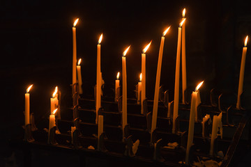 High candles in catholic cathedral