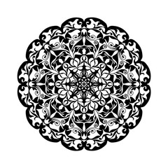 Mandala. Black on white background