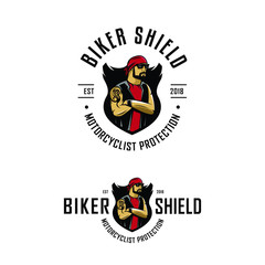  Motorcycle security logo, protection and insurance. motorcycle gang member logo