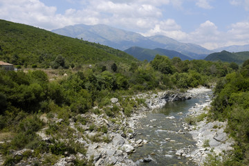Fototapeta na wymiar wild Tavignano river near Corte on the french island of Corsica