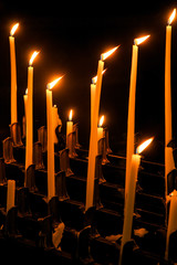High candles in catholic cathedral