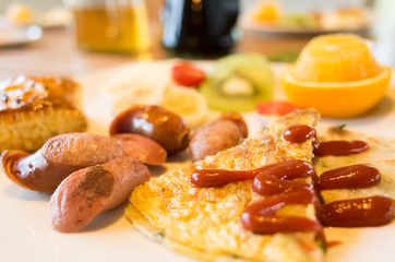 delicious breakfast at morning