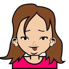 Obraz premium portrait of little girl face icon with black stroke on white background vector