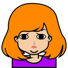 portrait of little girl face icon with black stroke on white background vector