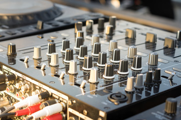 Naklejka premium Sound music mixer equalizer console.